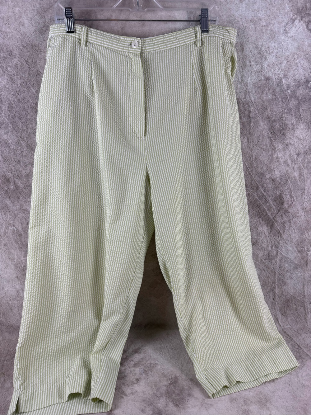 Alfred Dunner Light Green Seersucker Chino Pants Teacher wear